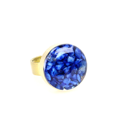 Crushed Lapis Lazuli Gemstone Ring - Lulugem.com