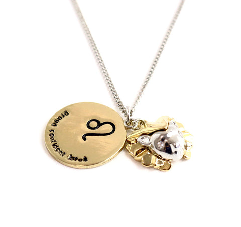 Leo Zodiac White Gold Necklace - Lulugem.com