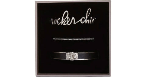Black Faux-leather Pyramid Cuff Bracelet Set