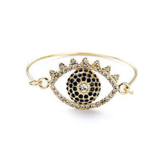 Evil Eye Bangle Bracelet with Rhinestones - Lulugem.com
