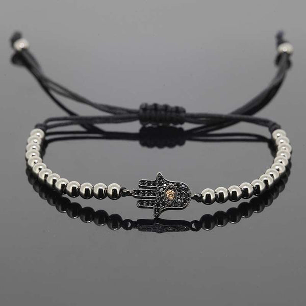 Hamsa Black Beaded Bracelet - Lulugem.com