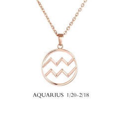Aquarius Women's Necklace Zodiac Pendant Gold Chain