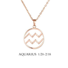 Aquarius Women's Necklace Zodiac Pendant Gold Chain