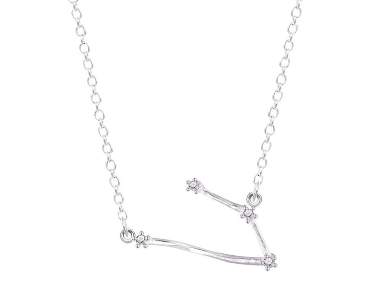 Aries Constellation Women's Necklace Zodiac Pendant Silver Chain