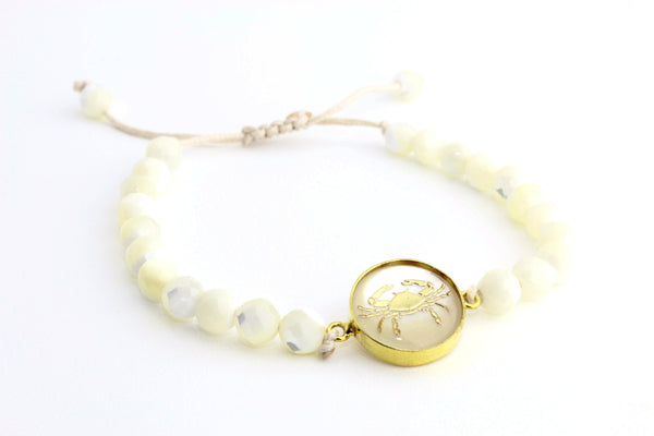 Cancer MoonStone Macrame Zodiac Bracelet - Lulugem.com