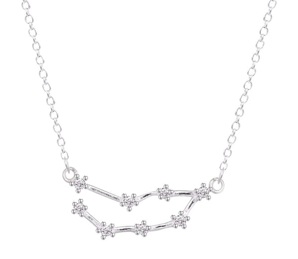 Capricorn Constellation Women's Necklace Zodiac Pendant Silver Chain