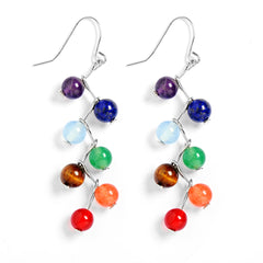 Chakra Earrings Seven Healing Gemstone Beads