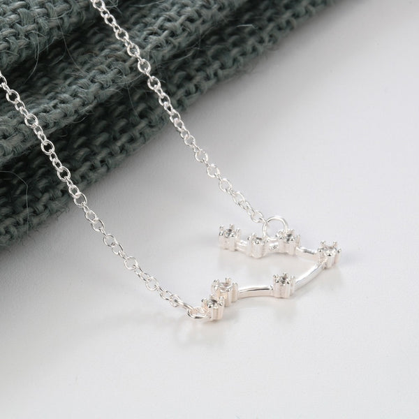 Gemini Constellation Women's Necklace Zodiac Pendant Silver Chain