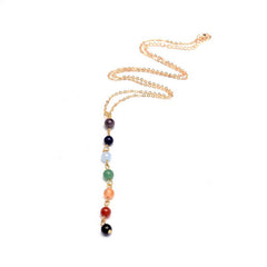 Reiki Chakra Gold Necklace Seven Healing Gemstone Beads