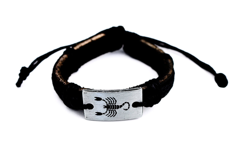 Scorpio Leather Cuff Black Bracelet