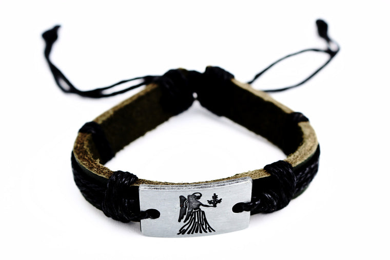 Virgo Leather Cuff Black Bracelet