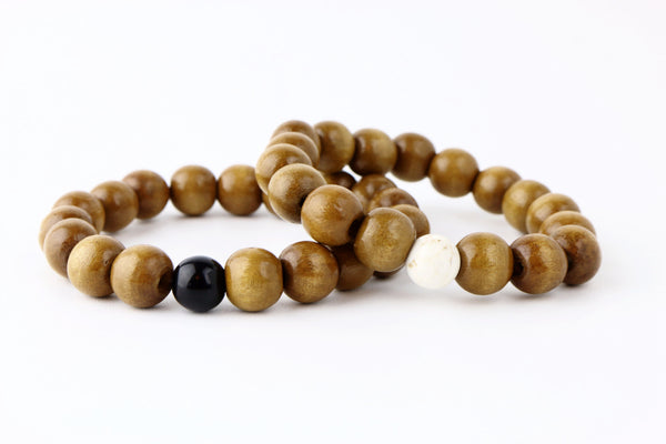 His Mala SandalWood and Jasper Bracelets - Lulugem.com