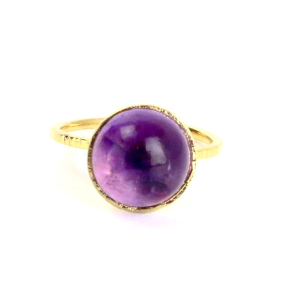 Amethyst Cabochon Silver Cocktail Ring