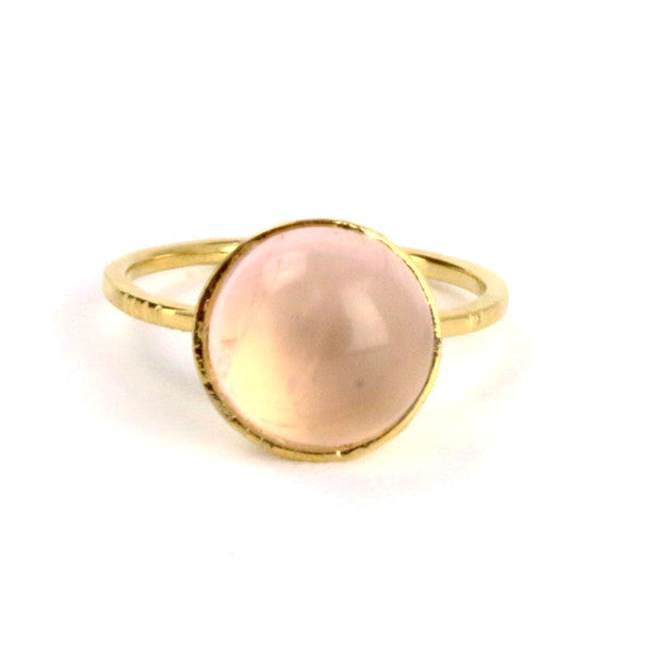 Rose Quartz Cabochon Silver Cocktail Ring