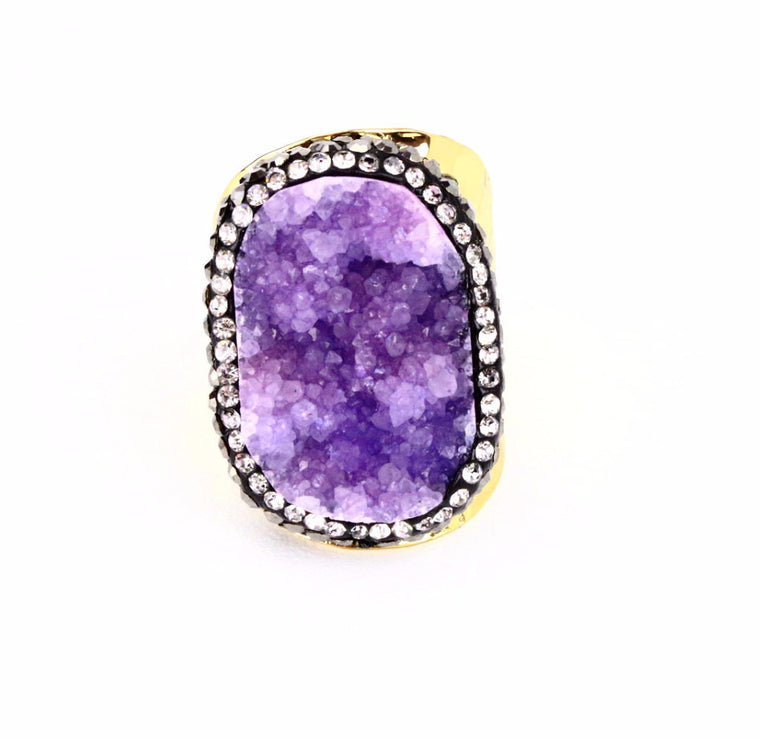 Lilac Druzy Agate Gemstone Ring