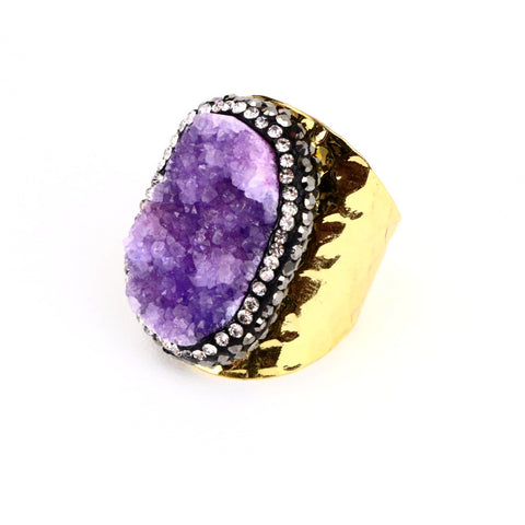Lilac Druzy Agate Gemstone Ring