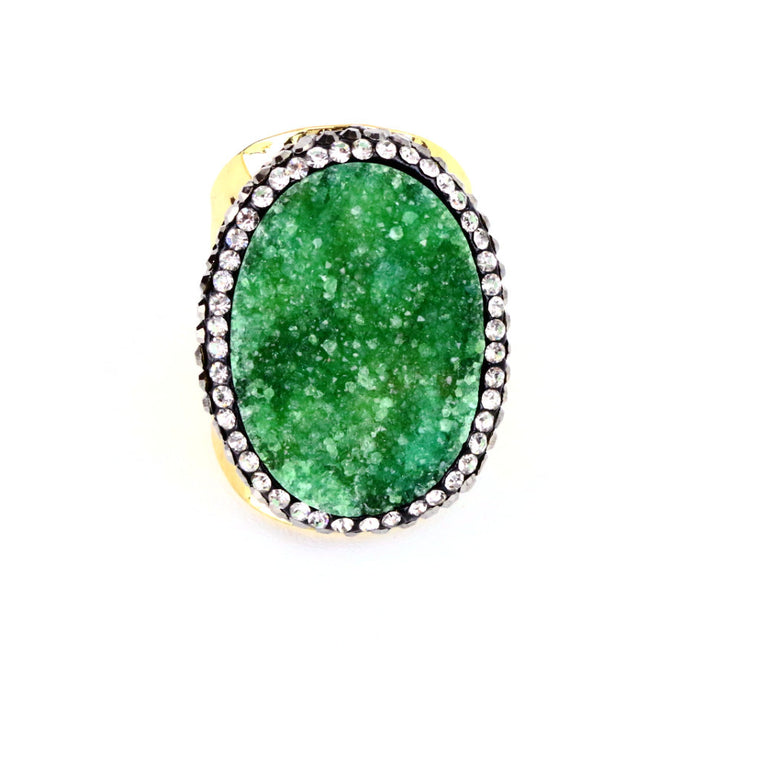 Green Druzy Agate Ring