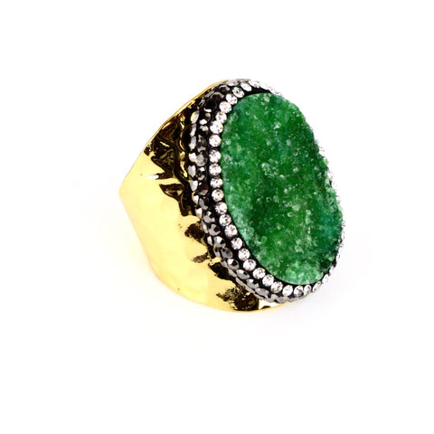 Green Druzy Agate Ring - Lulugem.com