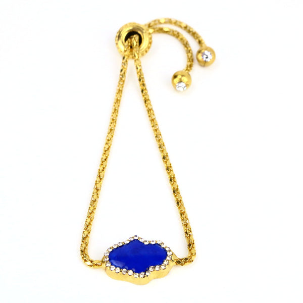 Hamsa Sapphire Blue Gold Bracelet