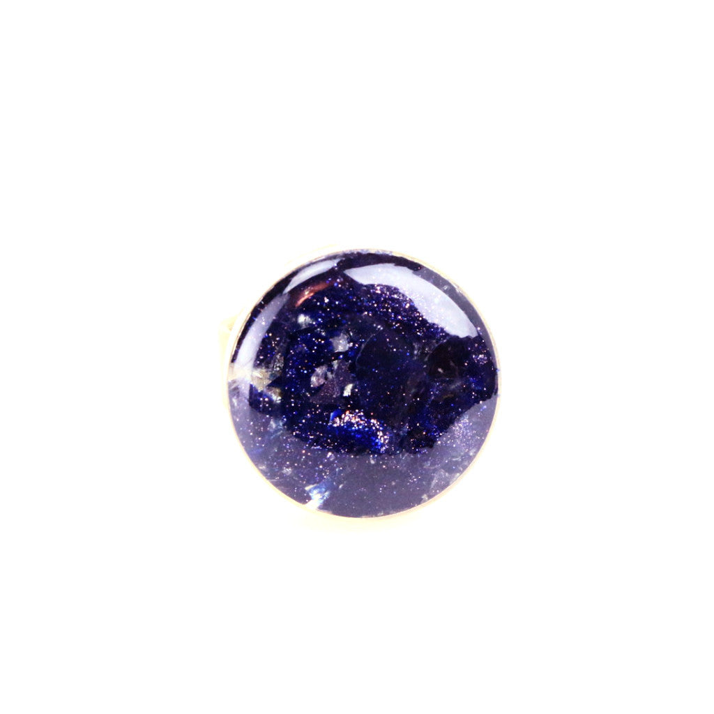 Crushed Blue GoldStone Gemstone Ring