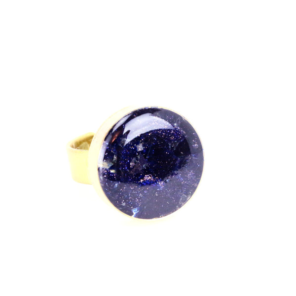 Crushed Blue GoldStone Gemstone Ring