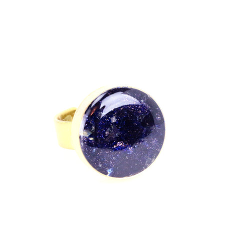 Crushed Blue GoldStone Gemstone Ring - Lulugem.com