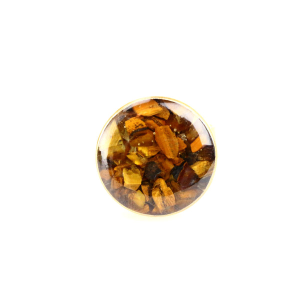 Crushed Tiger Eye Gemstone Ring