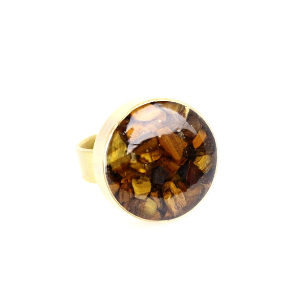 Crushed Tiger Eye Gemstone Ring