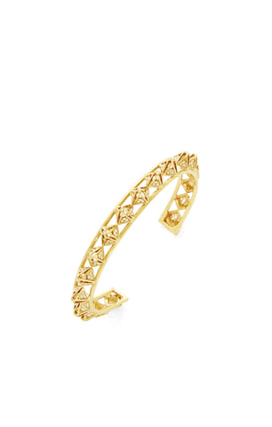 Crystal Gold Pyramid Cuff Bracelet