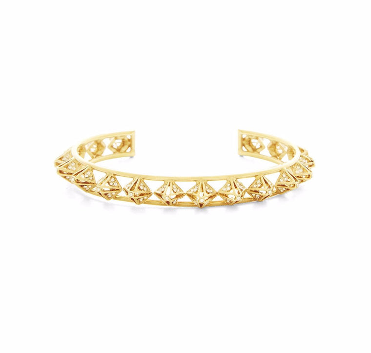 Crystal Gold Pyramid Cuff Bracelet