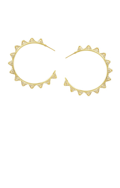 Crystal Embellished Pyramid Hoop Earrings