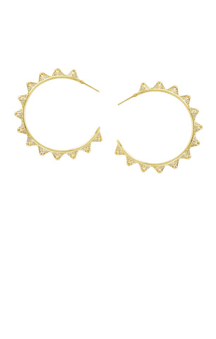 Crystal Embellished Pyramid Hoop Earrings