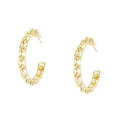 Crystal Embellished Pyramid Hoop Earrings