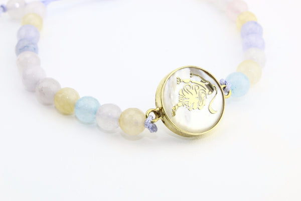 Leo Fluorite Macrame Zodiac Bracelet - Lulugem.com