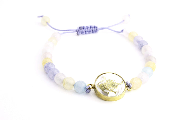 Leo Fluorite Macrame Zodiac Bracelet