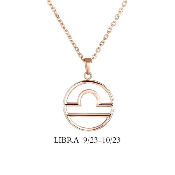 Libra Zodiac Sign Necklace Gold