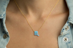 Scorpio Women's Necklace with Blue Opal Zodiac Pendant Sterling Silver Gold Chain