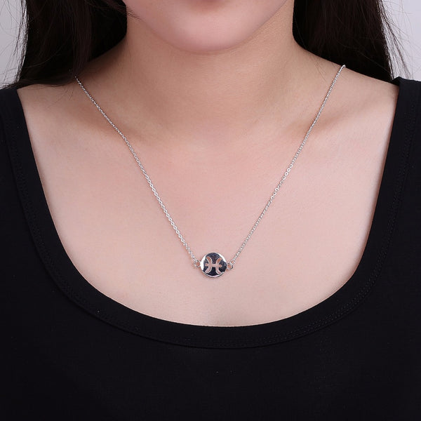 Aquarius Women's Necklace Zodiac Pendant Silver Chain