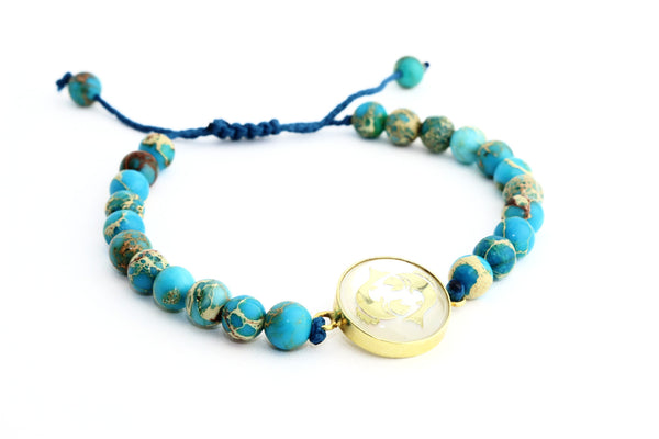 Pisces Turquoise Macrame Zodiac Bracelet