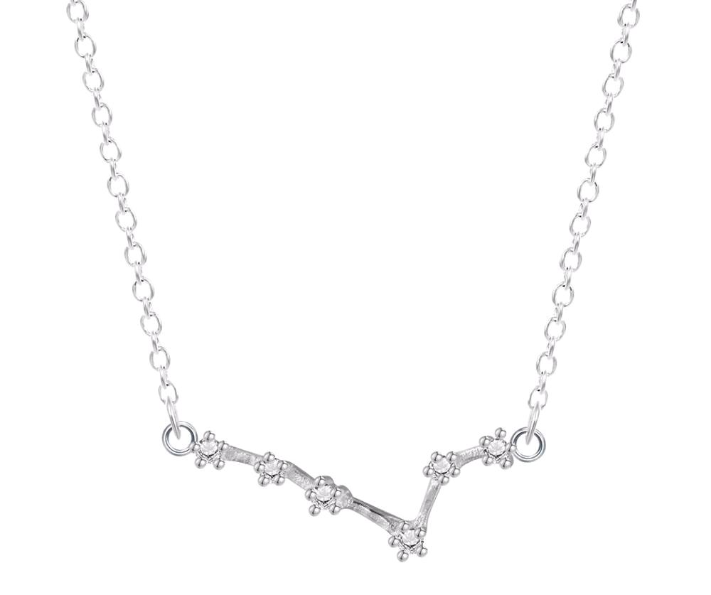 Pisces Constellation Women's Necklace Zodiac Pendant Silver Chain
