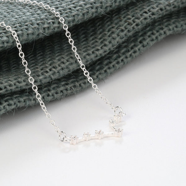 Pisces Constellation Women's Necklace Zodiac Pendant Silver Chain