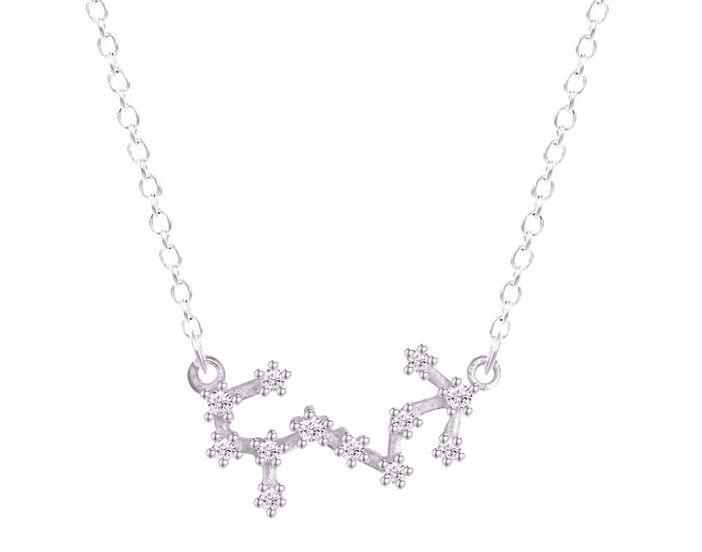 Scorpio Constellation Women's Necklace Zodiac Pendant Silver Chain