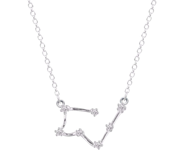 Taurus Constellation Women's Necklace Zodiac Pendant Silver Chain