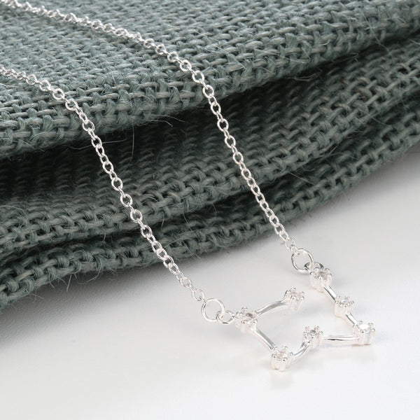 Taurus Constellation Women's Necklace Zodiac Pendant Silver Chain