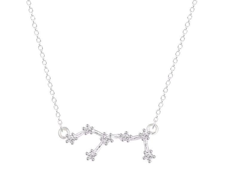 Virgo Constellation Women's Necklace Zodiac Pendant Silver Chain