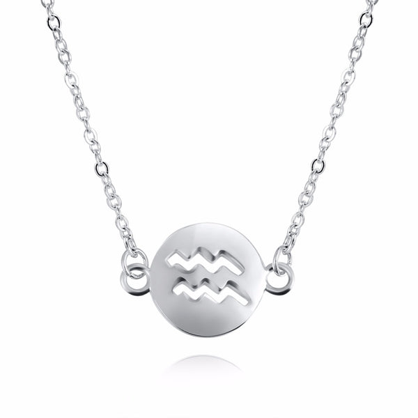 Aquarius Women's Necklace Zodiac Pendant Silver Chain