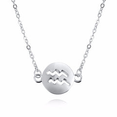 Aquarius Women's Necklace Zodiac Pendant Silver Chain