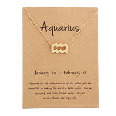 Aquarius Zodiac Sign Necklace Gold