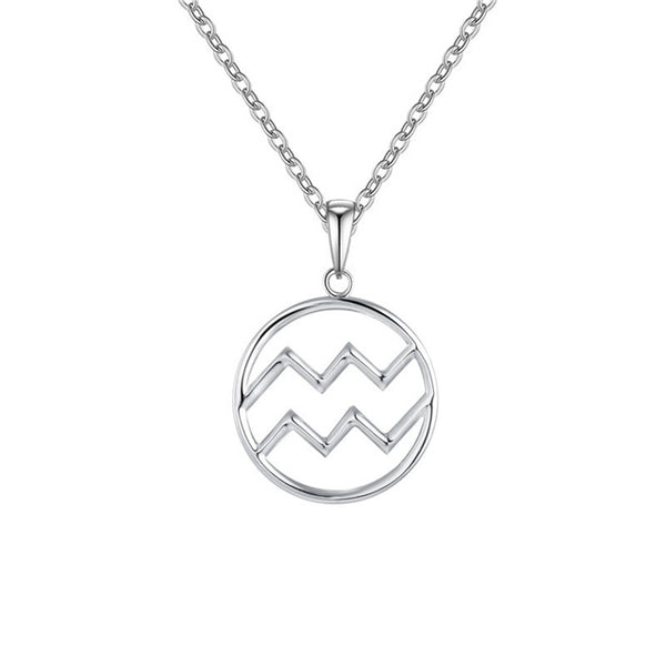 Aquarius Women's Necklace Zodiac Pendant Silver Chain