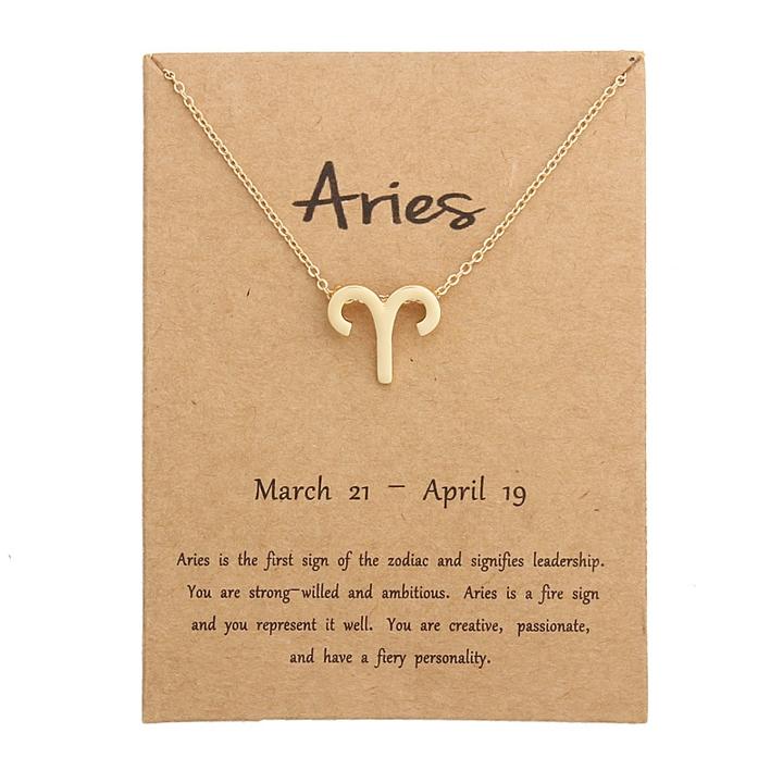 Aries Zodiac Sign Necklace Gold